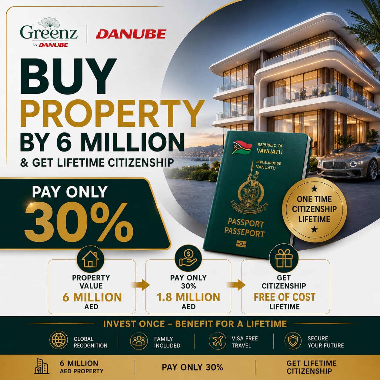Buy Luxury Dubai Property and Receive Free Vanuatu Lifetime Citizenship